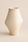 Cream Ribbed Vase