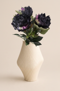 Night Sky peonies in cream ribbed vase